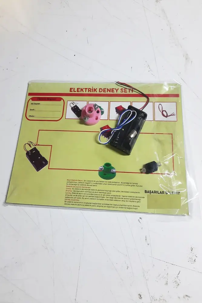 Okul Deney Seti - Elektrik Seti Ampul - Pil Yatağı - Duy -Düğme Seti 3