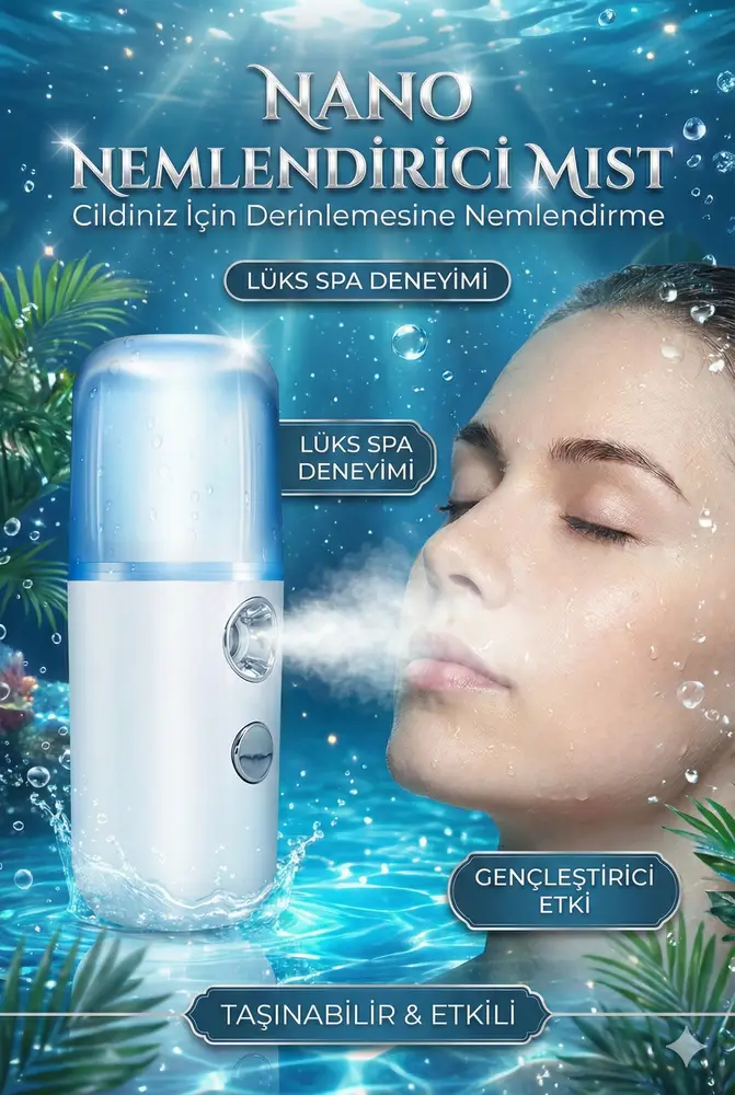 Şarjlı Mini Yüz Nemlendirici Dezenfektan Mist Sprayer 4