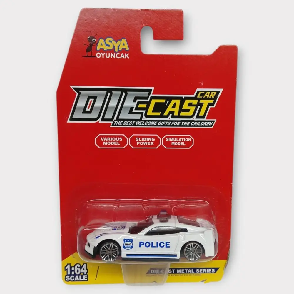 Metal Mini Polis Arabası Arabalar 8 cm - Polis - 1 - 1 ADET 5