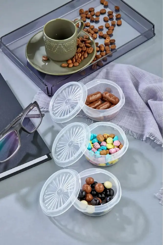 6 lı Yelpaze Kapaklı Şeffaf Mini Sosluk- Ketçap Mayonez Kabı- Kahve Yanı Şeker luk 4