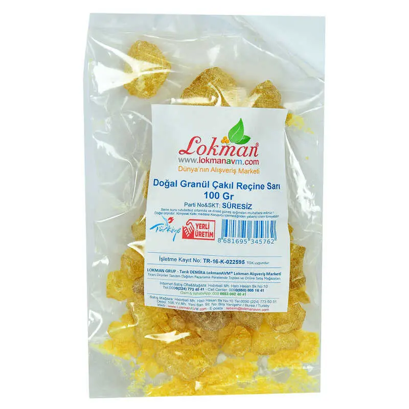 Reçine Doğal Granül Çakıl Sarı 100 Gr Paket 3
