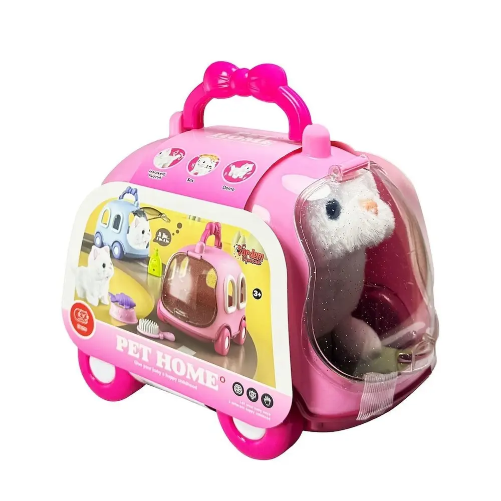 JND-6801 Taşıma Araba Çantalı Hareketli Pilli Kedi Set -Vardem Oyuncak 3
