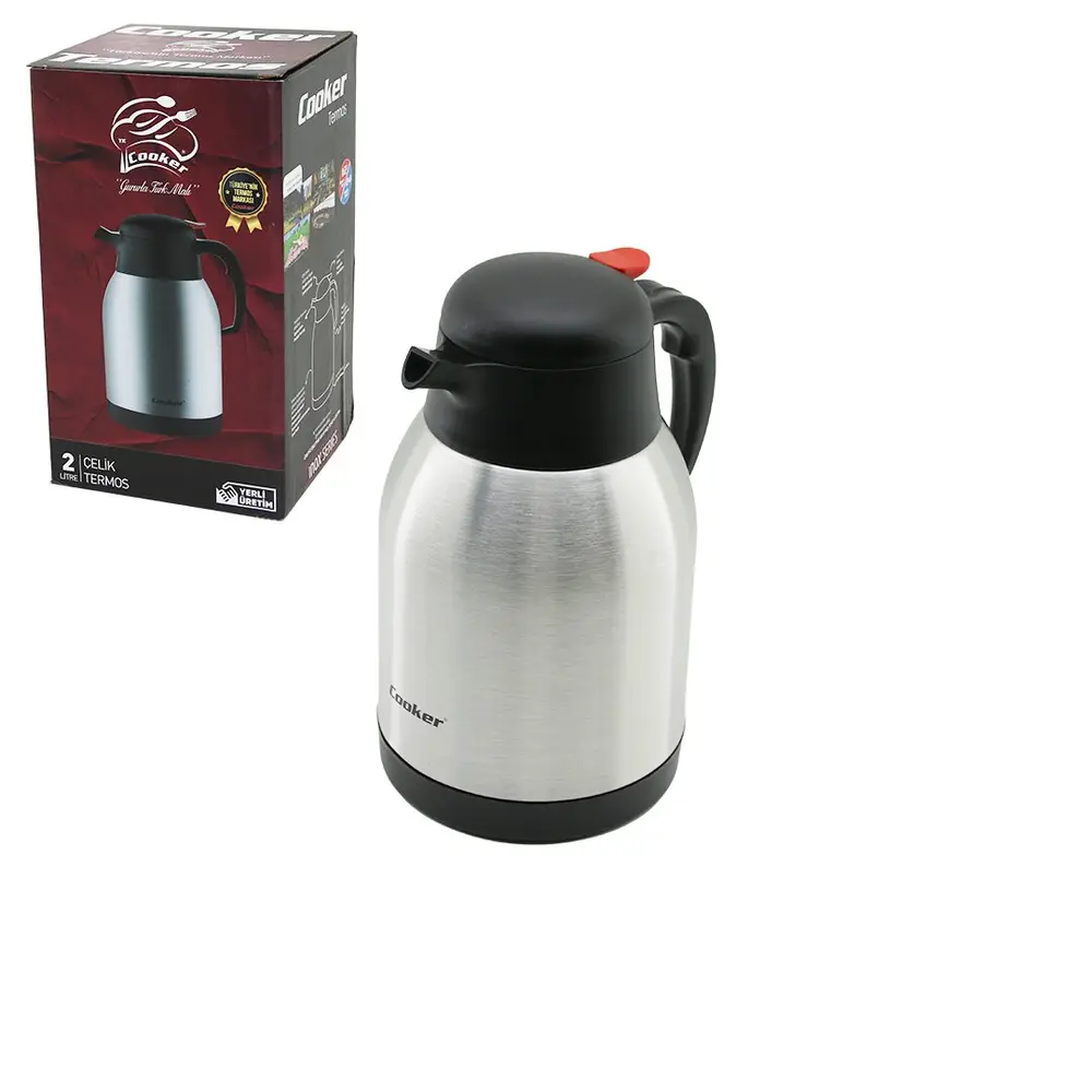 TERMOS 2LT 304 ÇELİK TERMOS INOX SERİSİ 12 SAAT SICAK 24 SAAT SOĞUK ÇİFT CONTALI KAPAK 2