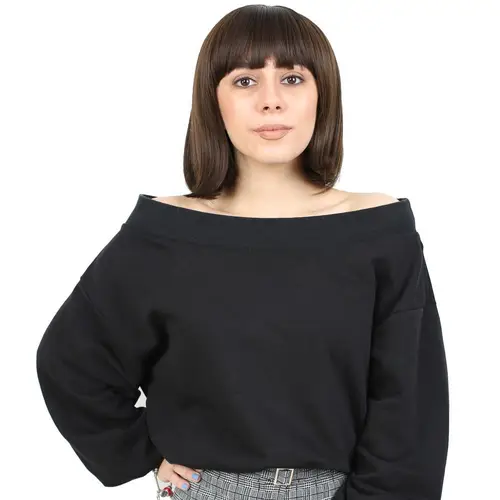 Kısa Küt Perçemli Fiber Sen Peruk / Açık Kahve