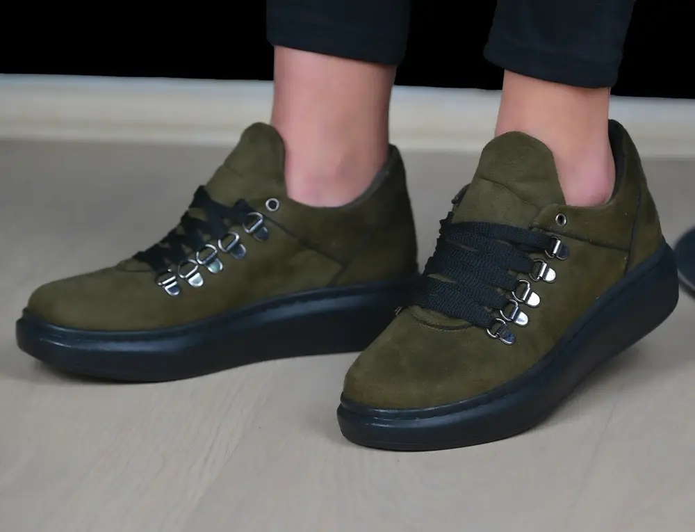 KADIN SPOR CASUAL SÜET AYAKKABI HAKİ RENK 5
