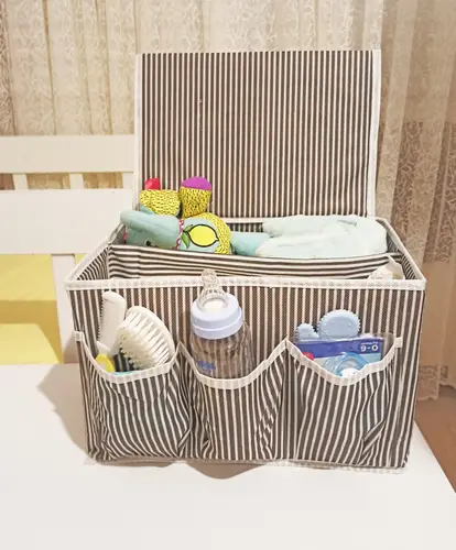 Bebek Beşik Başucu Düzenleyici Kapaklı 5 Bölmeli Organizer