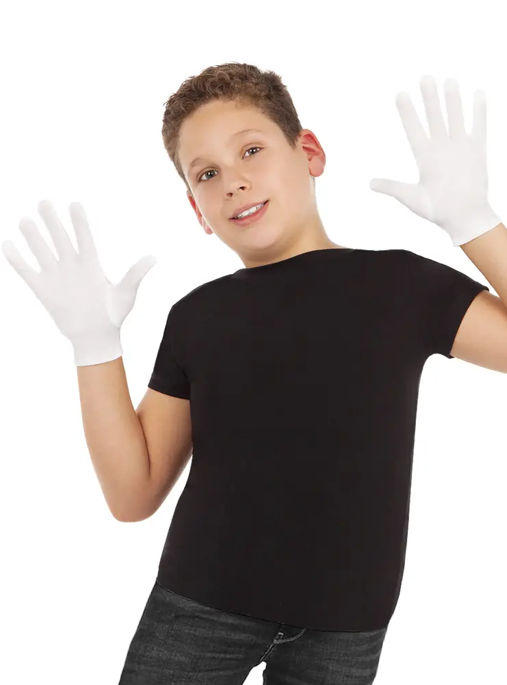 Beyaz Renk Çuk Boy Likralı Pandomim Eldiveni 3