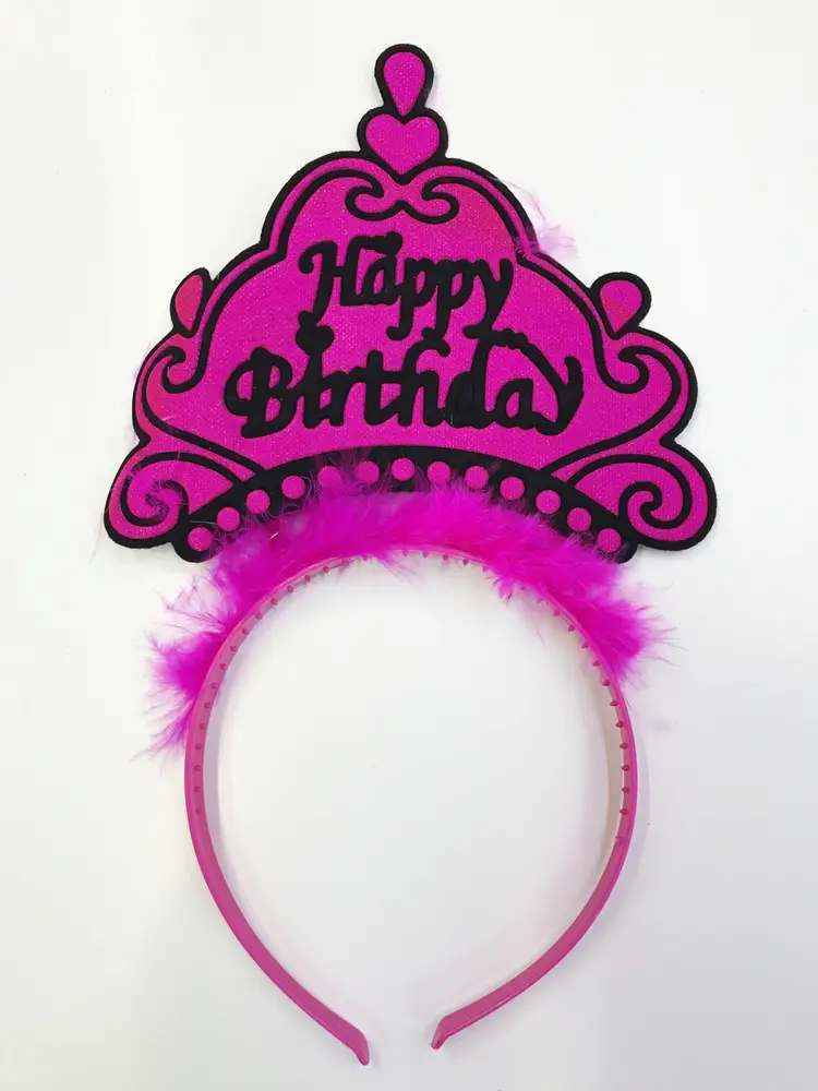 Happy Birthday Yazılı Neon Renk Taç 12 Adet 4