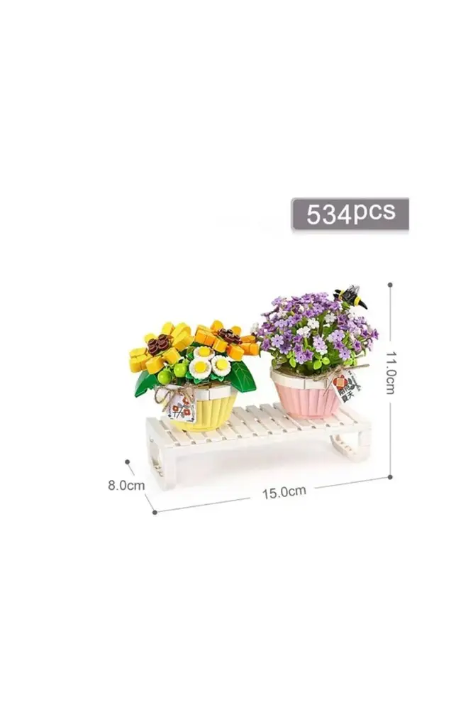 LZ1674 LOZ Eternal Flowers Serisi - Saksıda Çiçekler ''Letters from Spring Baby’s Breath'' ''Daisy With Bee'' 534 Parça Yapım Seti 2