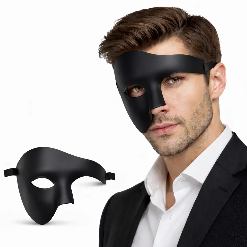 Siyah Yarım Erkek Maske – Phantom Parti & B Maskesi 2