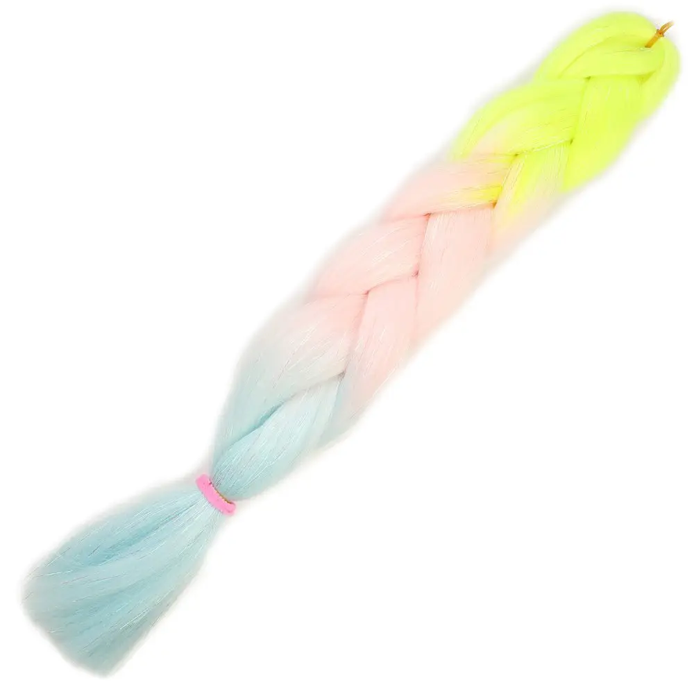 Simli Neon Sarı / Şeker Pembe / Su Yeşili Ombreli Örük 100 Gr.