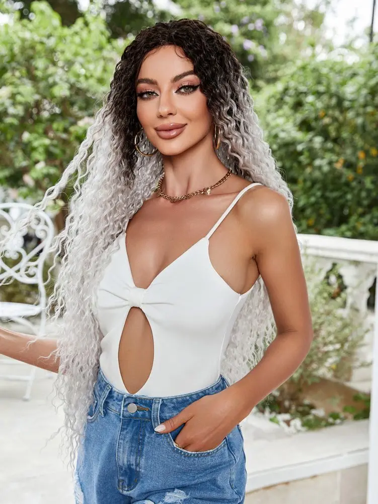 Afro Daa Fiber Sen Tül Peruk / Siyah / Gri Ombreli 5