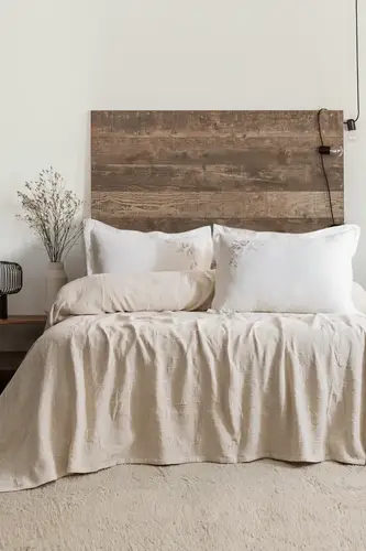 Şaheser Home Collection Yatak Örtüsü Seti Çift Kişilik Derek Bej