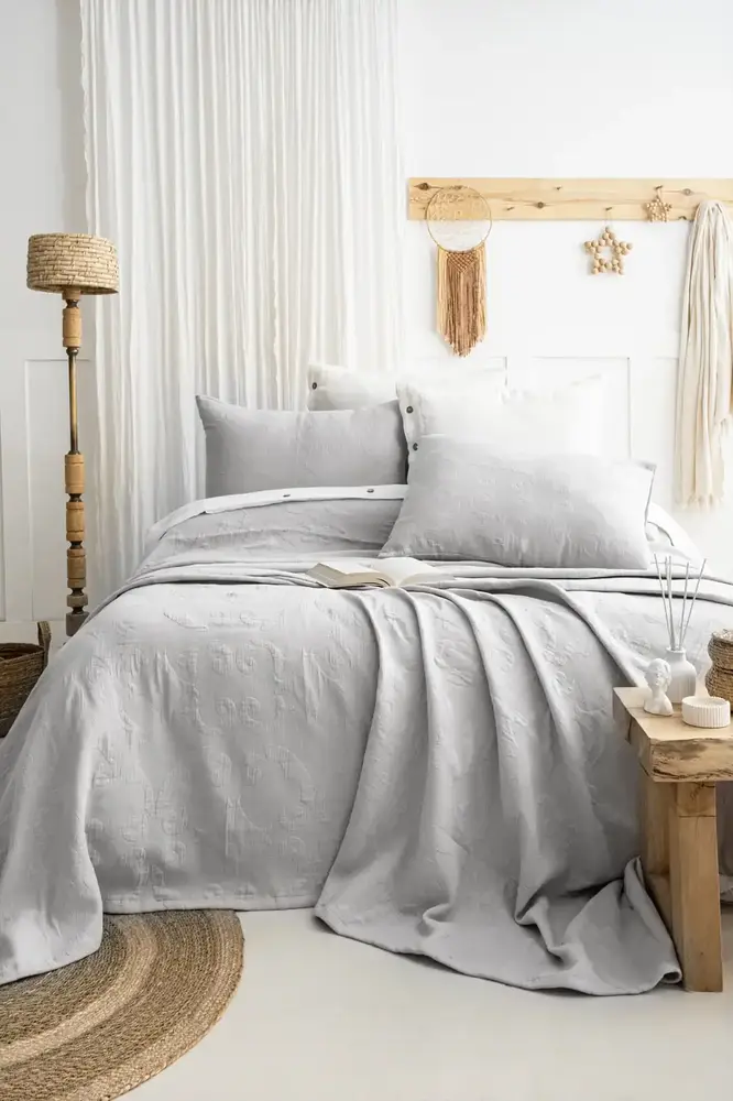 Şaheser Home Collection Yatak Örtüsü Çift Kişilik Julia A.Gri