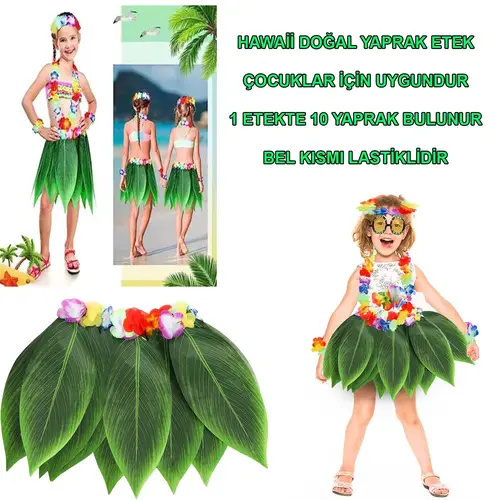 Tropikal Esintili Hawaii Yapraklı Parti Eteği Çuk Boy