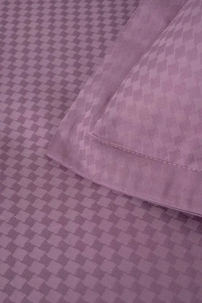 Jakarlı Saten Çift Kişilik Nevresim Takımı Dıamond Puce 5