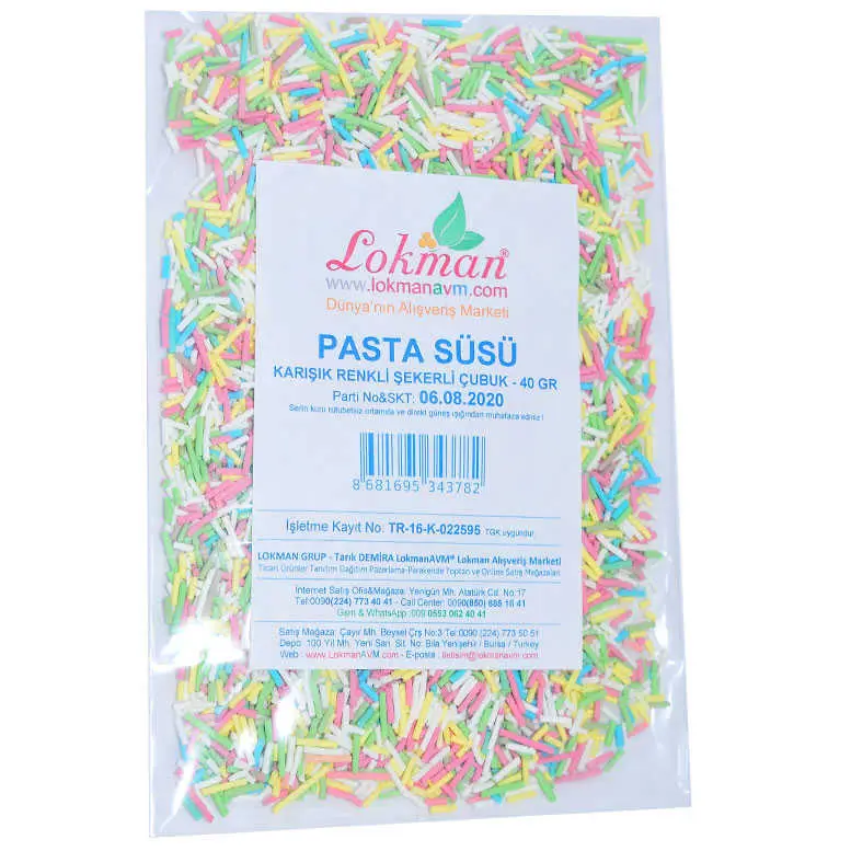 Pasta Süsü Granül Şekeri Karışık Renk 40 Gr Paket 3