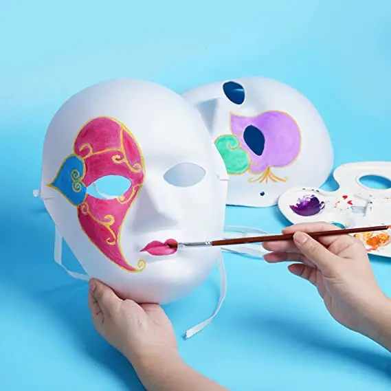 Beyaz Renk Boyanabilir Anonim Tam Yüz Cosplay Maske 24x18 cm 4