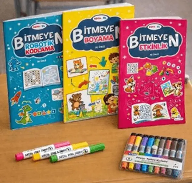Boya Sil Bitmeyen Boyama 3 + Boya Kalemi Hediyeli