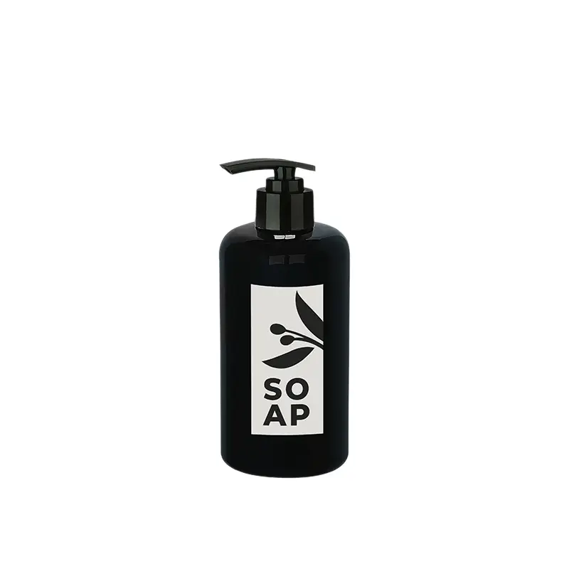 Sıvı Sabunluk Yuvarlak Plastik Pompalı 500 ML - Siyah 5