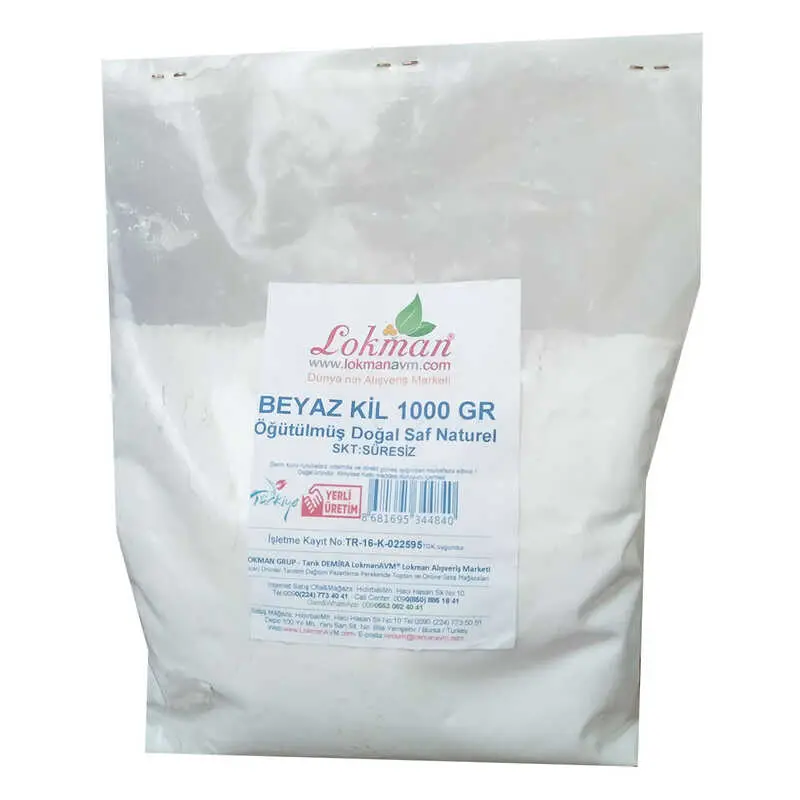 Beyaz Kil Öğütülmüş Doğal Saf Naturel 1000 Gr Paket 3