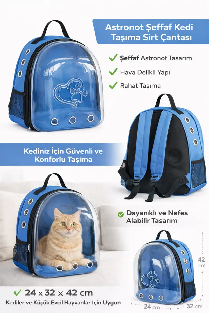 KP Kalpli Patili Astronot Şeffaf Taşıma Sırt Çantası Mi 24x32x42 cm 2