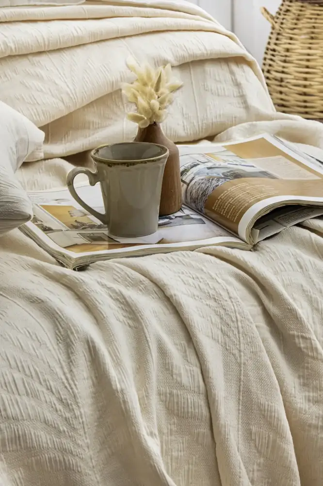 Şaheser Home Collection Yatak Örtüsü Çift Kişilik Silvia Bej 2