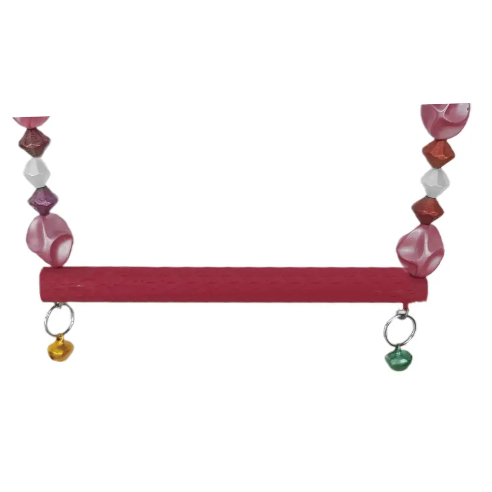 Boncuklu Ve Tünekli Kuş Salıncağı 10 cm-14 cm Bordo 6
