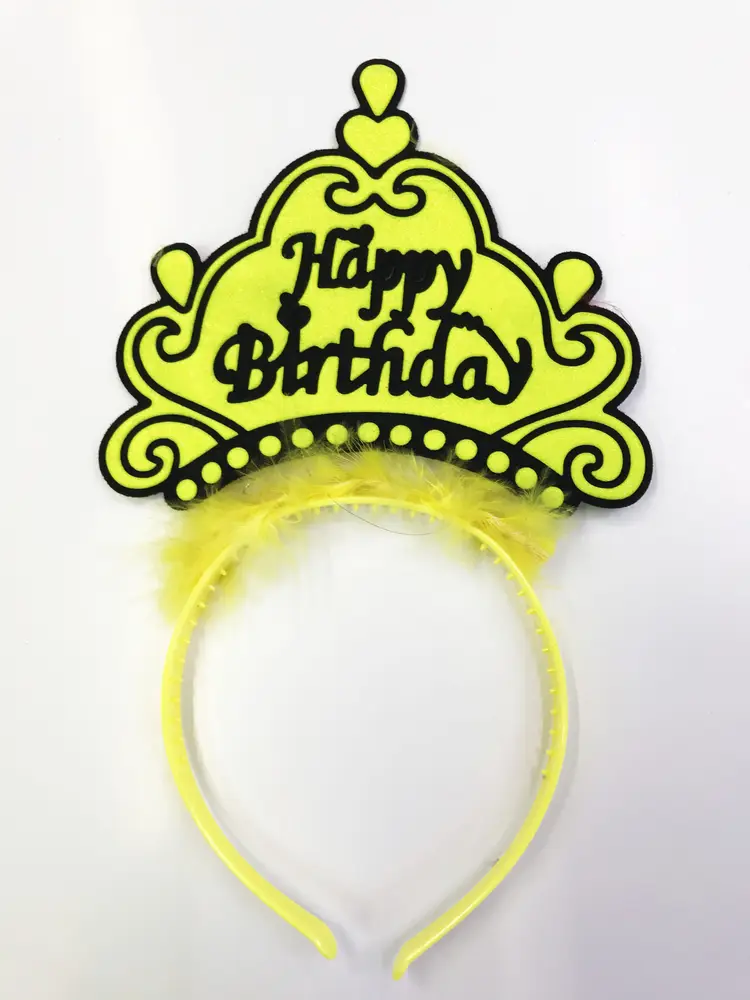 Happy Birthday Yazılı Neon Renk Taç 12 Adet 3