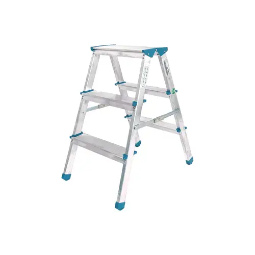 ÇİFT BASAMAKLI ALÜMİNYUM METAL MERDİVEN YÜKSEKLİK 69CM BAŞ GENİŞLİK 8CM