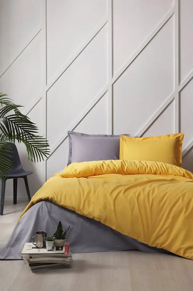 Özdilek Çift Kişilik Ranforce Nevresim Takımı Colormix Gold Antrasit