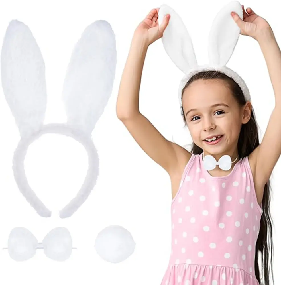 Beyaz Tşan Kostüm Seti – Taç, Papyon, Kuyruk (12’li Paket) 2