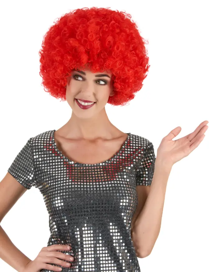 Kırmızı Renk Kıvırcık Afro Bonus Peruk 3