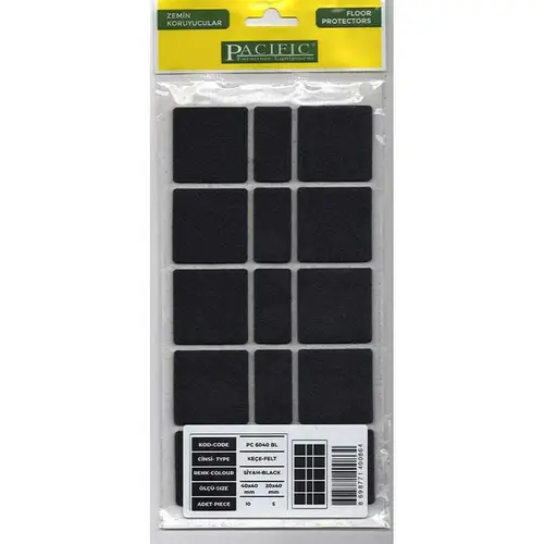 Pacific 6040 BL Yapışkanlı Keçe 40 mm X 40 mm Siyah