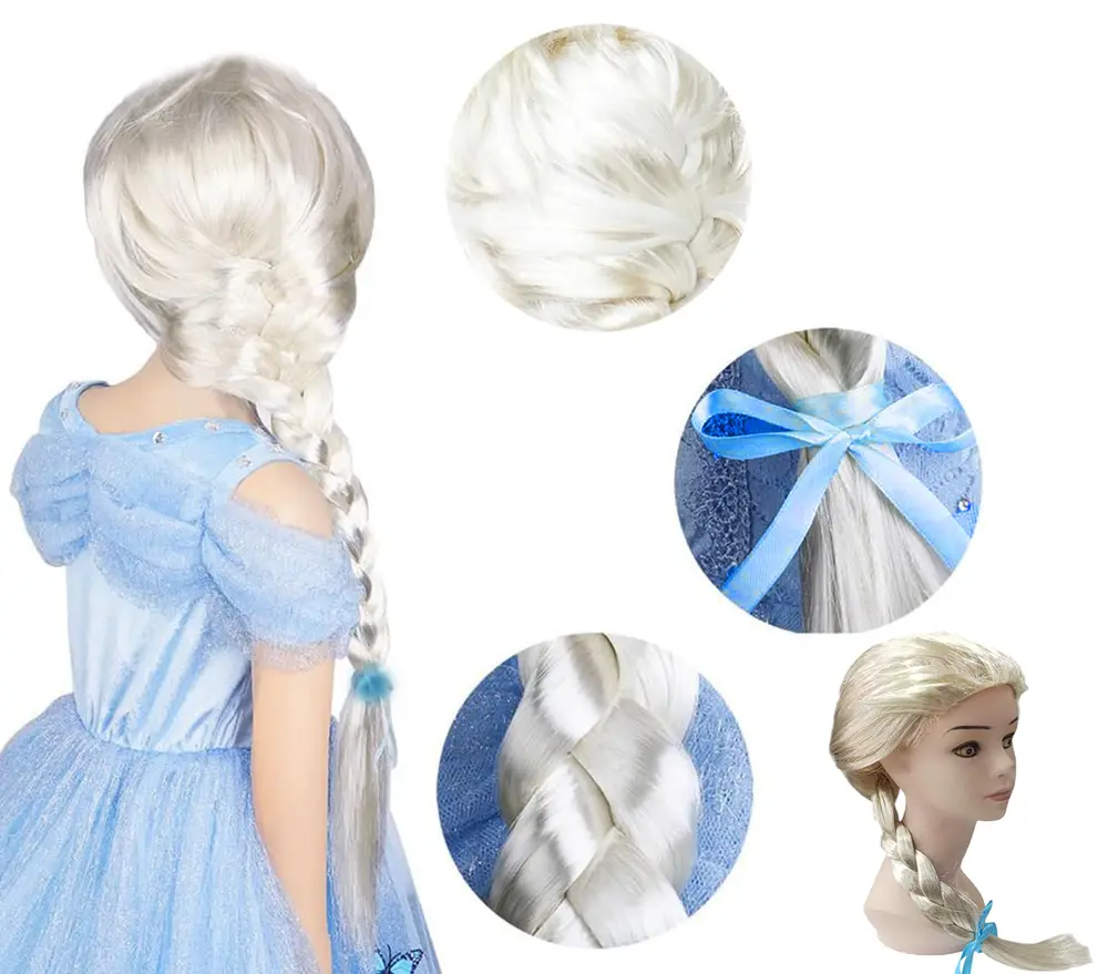 Platin Altın Dore Renk Karlar Ülkesi Elsa Frozen Peruğu Çuk Boy 2