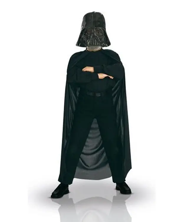 Çuk Boy Yıldız Saşları Star Wars Darth Vader Maskesi ve 90 cm Pelerin Seti Siyah 4