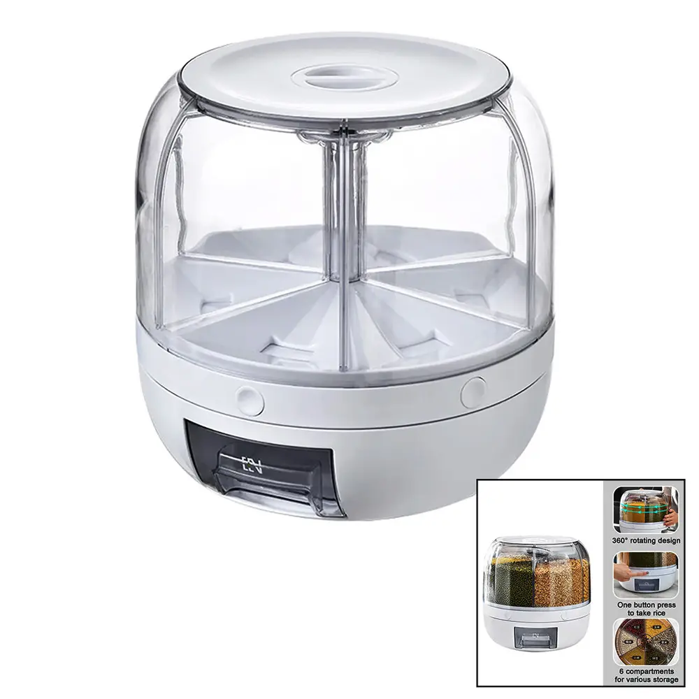 TEBA TGO-1000 ( 360° ) DÖNEBİLEN GIDA & BAKLİYAT ORGANİZERİ ( 6 BÖLMELİ & 6KG. ) OTOMATİK DÜĞME MUSLUK*1