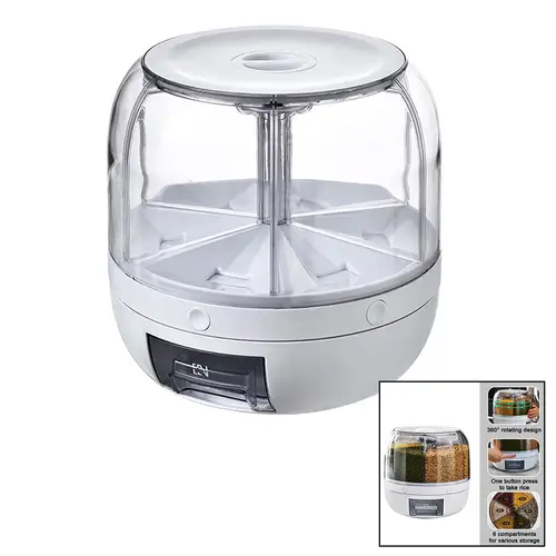 TEBA TGO-1000 ( 360° ) DÖNEBİLEN GIDA & BAKLİYAT ORGANİZERİ ( 6 BÖLMELİ & 6KG. ) OTOMATİK DÜĞME MUSLUK*1