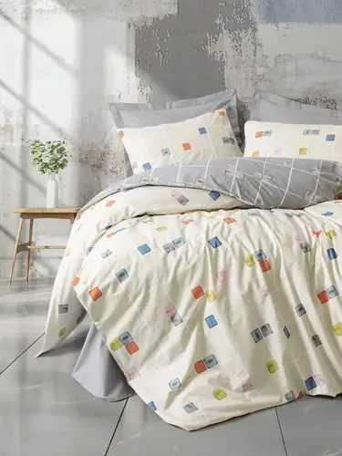 Çift Kişilik Nevresim Takımı Minimal Evo Gri
