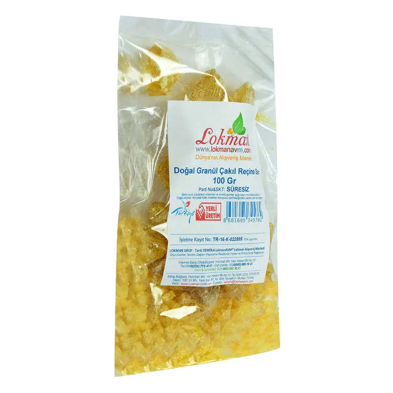 Reçine Doğal Granül Çakıl Sarı 100 Gr Paket 5