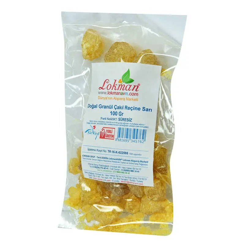 Reçine Doğal Granül Çakıl Sarı 100 Gr Paket 4