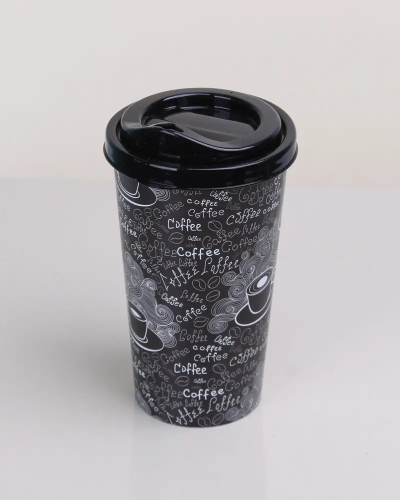 4 Adet Kahve Bardağı - Kapaklı Desenli 400ML 2