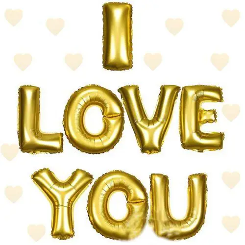 I Love You Folyo Bn Altın Renk 35 CM