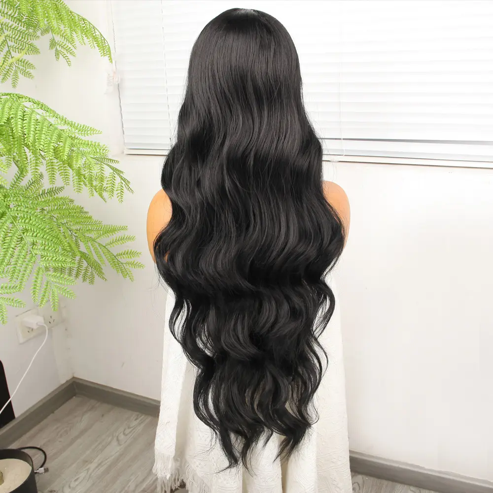 Siyah Fiber Sen Ekstra Uzun Tül Peruk 5