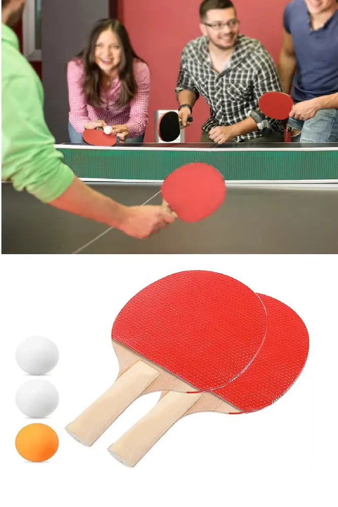Ping Pong Masa Tenisi Seti Tenis Raketi Seti 2 Raket + 3 Ping Pong Topu Spor Aksesuarları 2