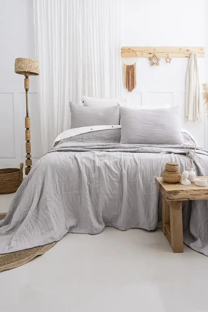 Şaheser Home Collection Yatak Örtüsü Çift Kişilik Janna A.Gri