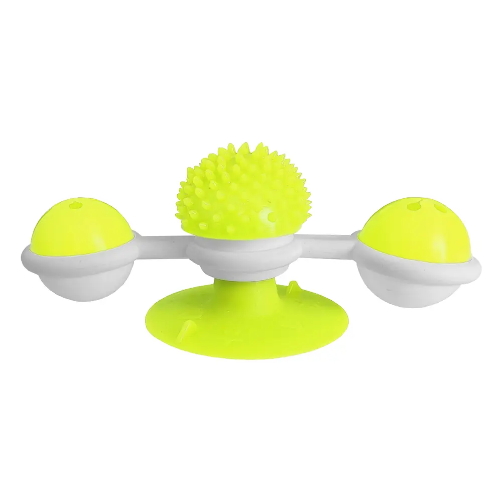 Vantuzlu Fırıldak Toplu Dönen Kedi Oyuncağı 8 cm-18 cm Sarı 3