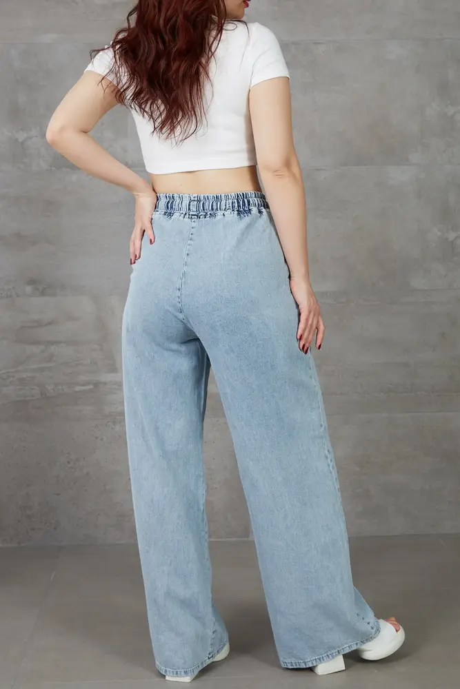 Kadın Beli Lastikli Rahat Kesim Kot Pantolon 4