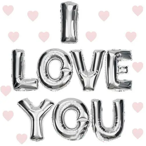 I Love You Folyo Bn Gümüş Renk 35 CM