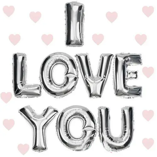I Love You Folyo Bn Gümüş Renk 35 CM